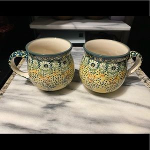 Two Polish Pottery mugs 10oz